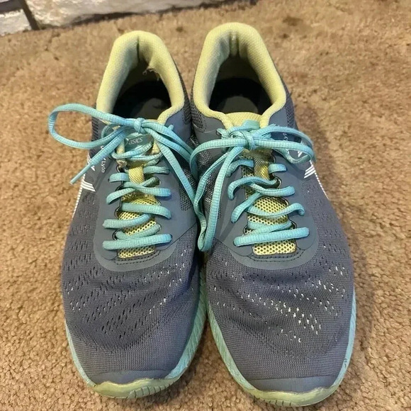 Asics Women’s FuzeX Lyte Athletic Running Shoes Blue/Green/Grey T670N Size 10 - Picture 2 of 5